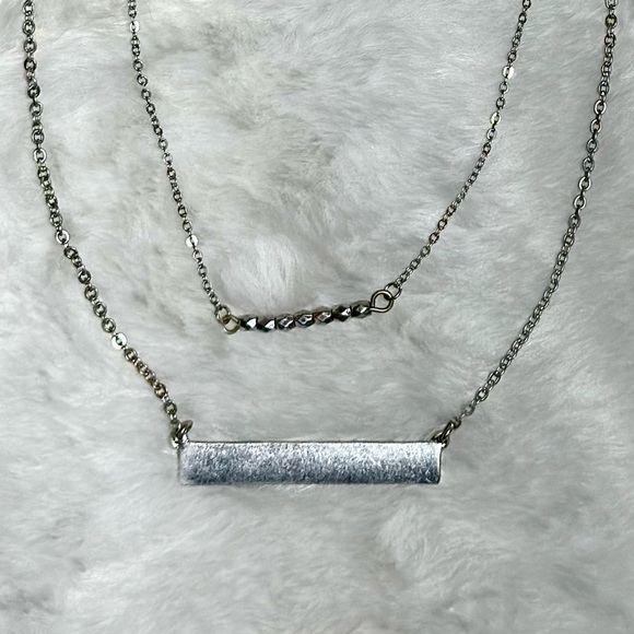 Silver Toned Layered Necklace - Picture 3 of 3